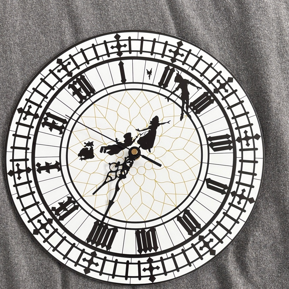 Peter Pan Black and White Wall Clock